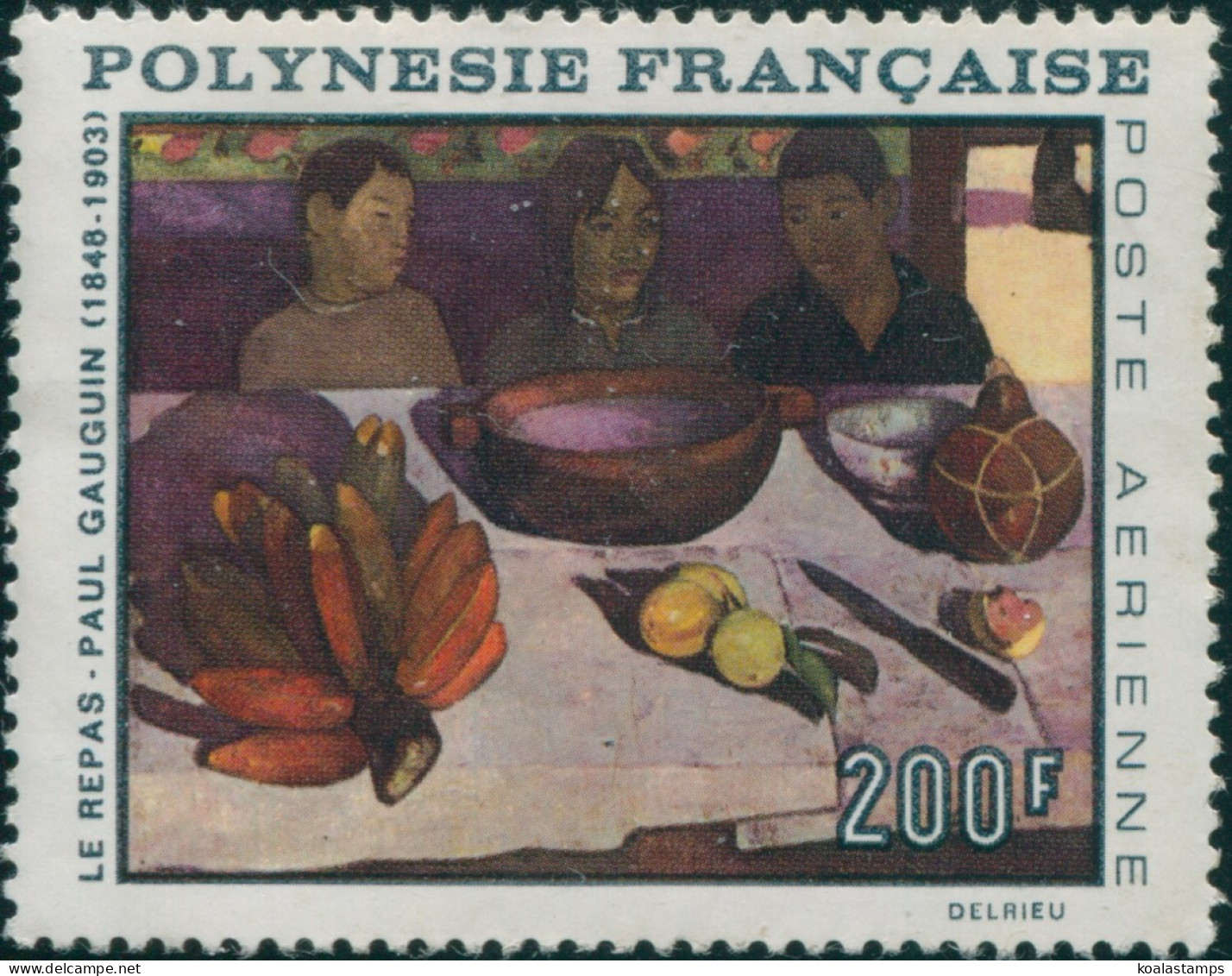 French Polynesia 1968 Sc#C48,SG87 200f The Meal Painting (Gauguin) MNG - Other & Unclassified