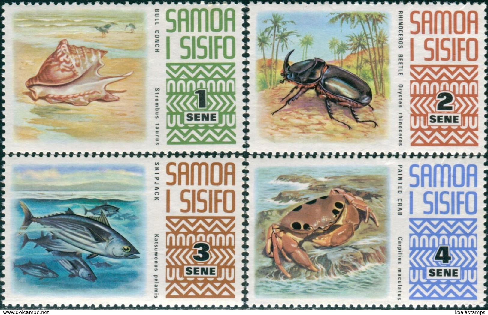 Samoa 1972 SG390-393 Shell Beetle Fish Crab MNH - Samoa