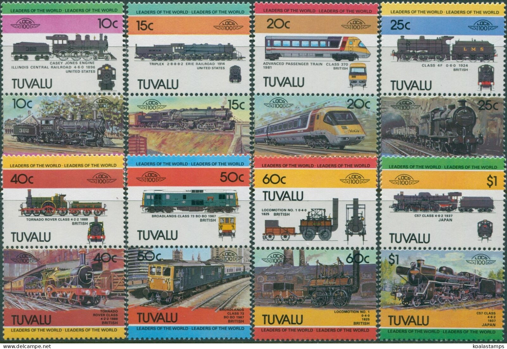 Tuvalu 1984 SG253-268 Locomotives Set MNH - Tuvalu