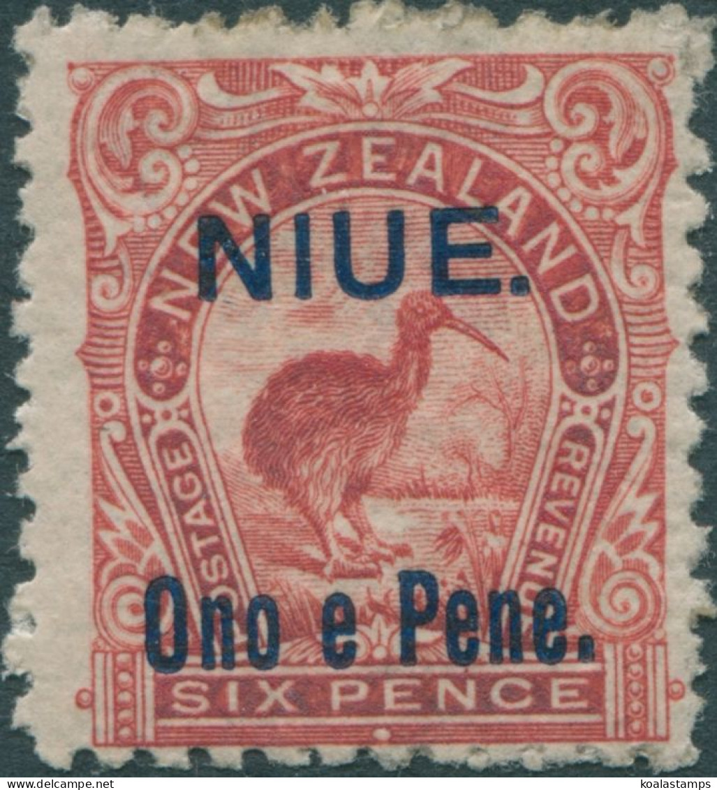 Niue 1903 SG14 Ono E Pene. On 6d Rose-red Kiwi MH - Niue