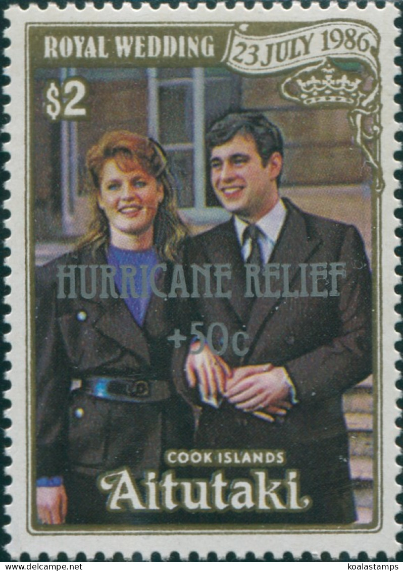 Aitutaki 1987 SG568 $2 Royal Wedding Hurricane Relief MNH - Cook