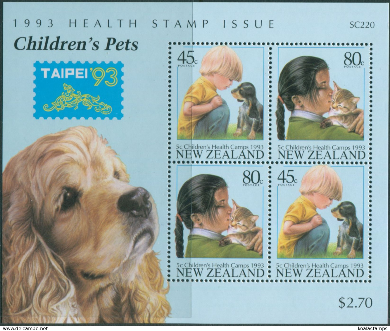 New Zealand 1993 SG1744 Health Pets Taipei MS MNH - Autres & Non Classés