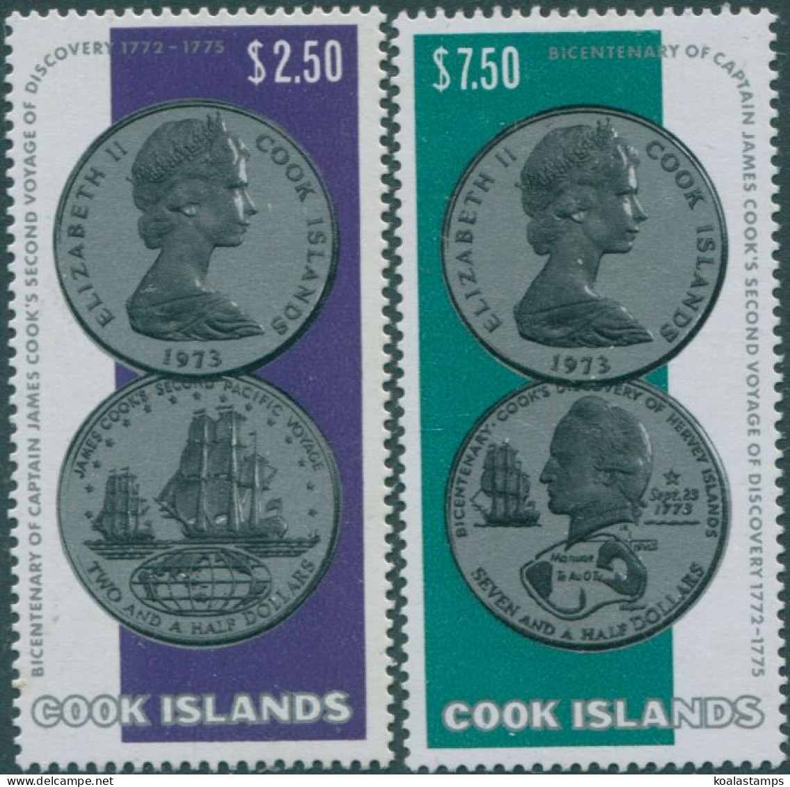 Cook Islands 1974 SG492-493 Cook Second Voyage Set MLH - Cook
