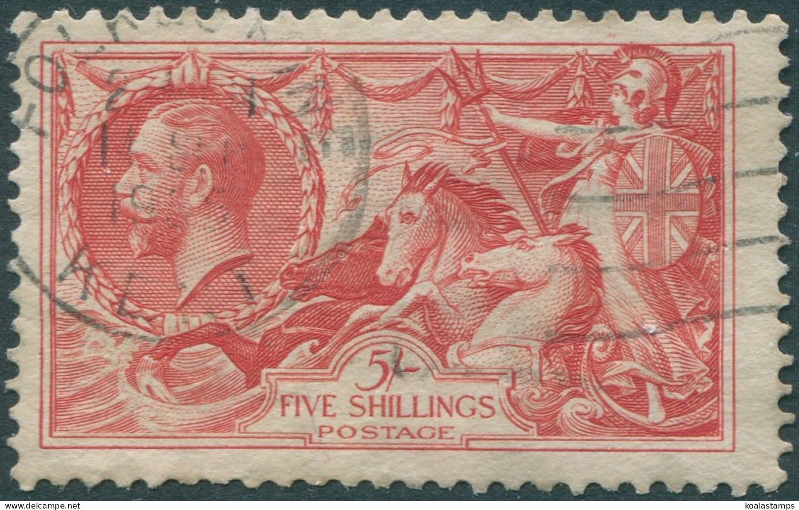 Great Britain 1934 SG451 5s. Bright Rose-red KGV FU (amd) - Unclassified