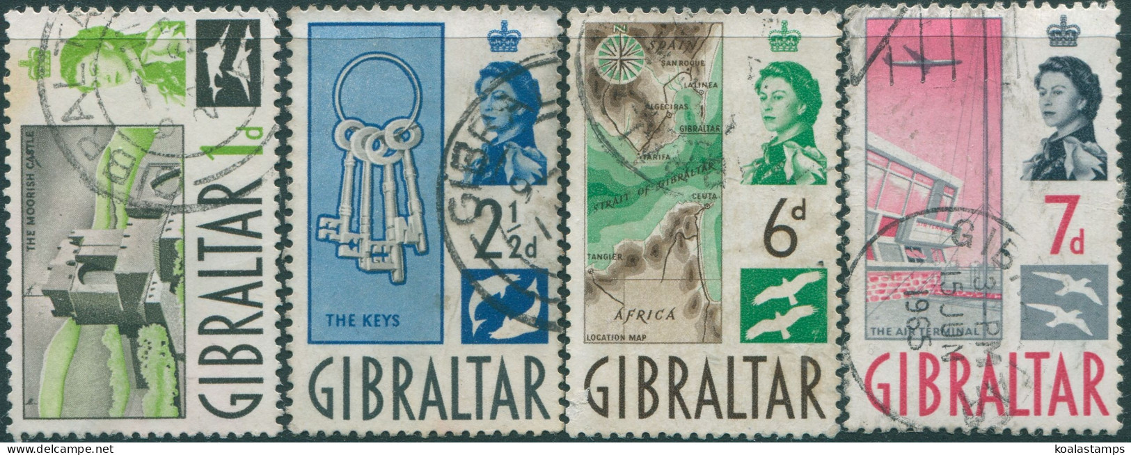 Gibraltar 1960 SG161-167 Castle Keys Map Airport QEII (4) FU - Gibraltar