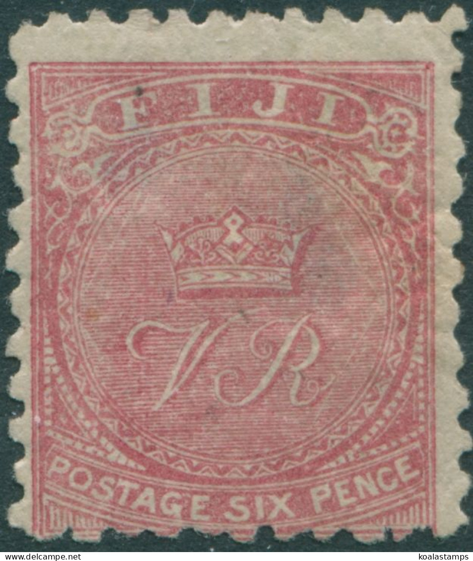 Fiji 1896 SG59 6d Rose Crown And VR P11x11¾ Thins On Back MH - Fiji (1970-...)