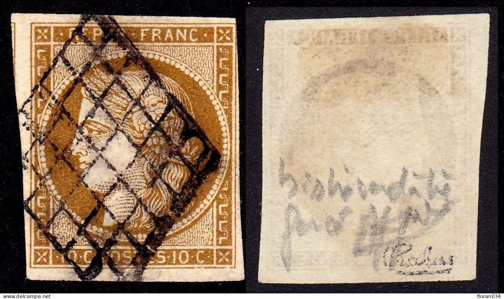 France N° 1c Obl. Grille - Signé Calves - Cote 1100 Euros 1er Choix - 1849-1850 Ceres