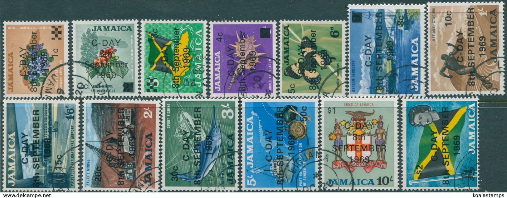 Jamaica 1969 SG280-292 Decimal Currency Surcharges Set FU - Jamaique (1962-...)