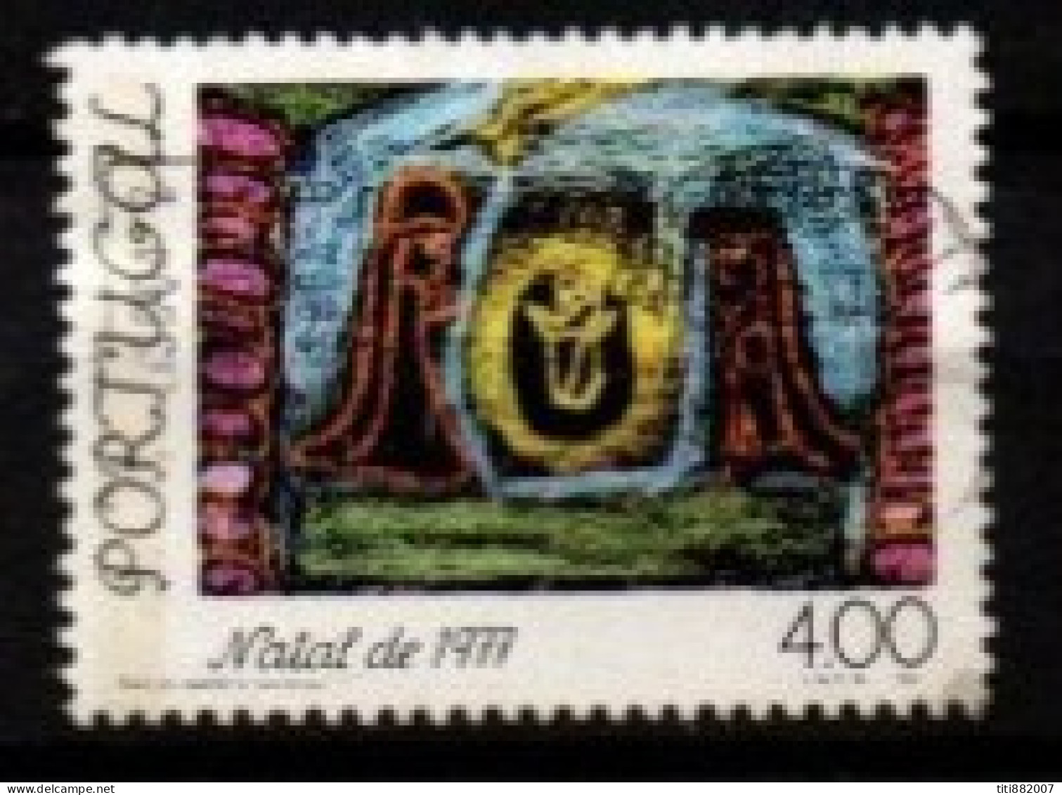 PORTUGAL    -   1977.    Y&T N° 1364 Oblitéré.   Noël.  Dessins  D' Enfants - Gebraucht