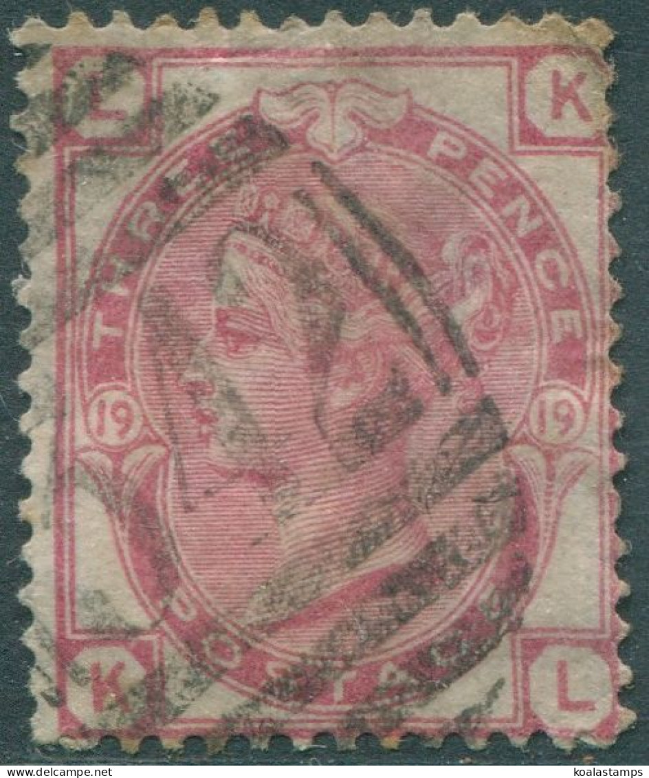 Great Britain 1873 SG144 3d Pale Rose QV Plate 19 LKKL FU - Other & Unclassified