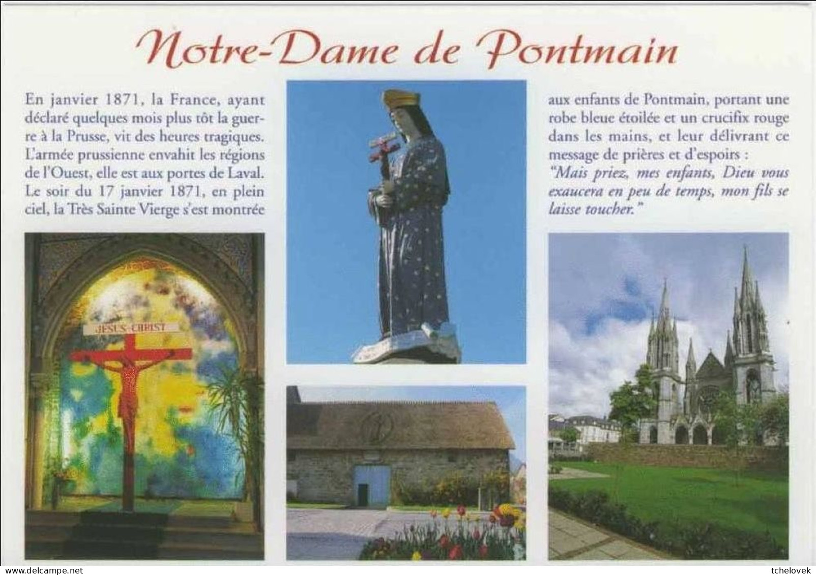 (53). Pontmain. 1 Cp. (1) Notre Dame Vierge De La Colonne Christ Rouge Grange Basilique - Pontmain