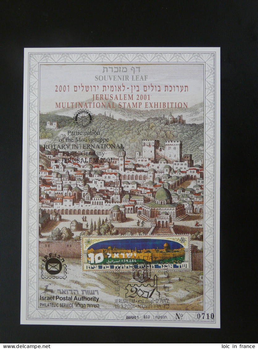 Encart Folder Souvenir Leaf Rotary International Jerusalem Israel 2001 - Rotary, Lions Club