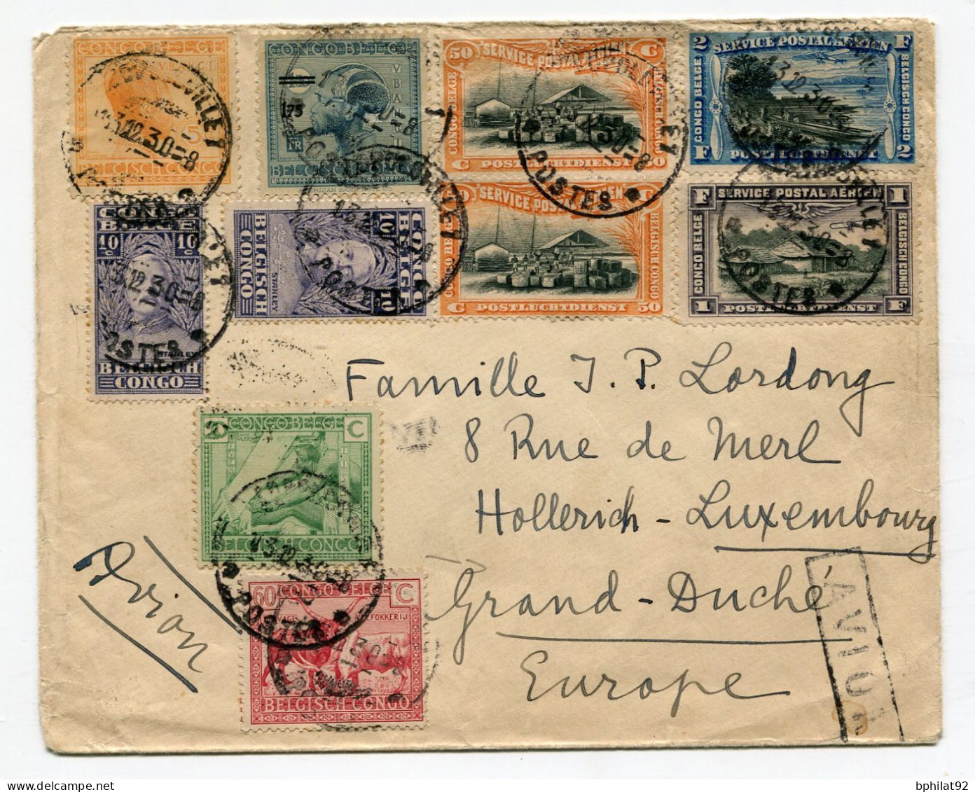 !!! CONGO BELGE, LETTRE PAR AVION DE LEOPOLDVILLE DE 1930 POUR LE LUXEMBOURG - Brieven En Documenten