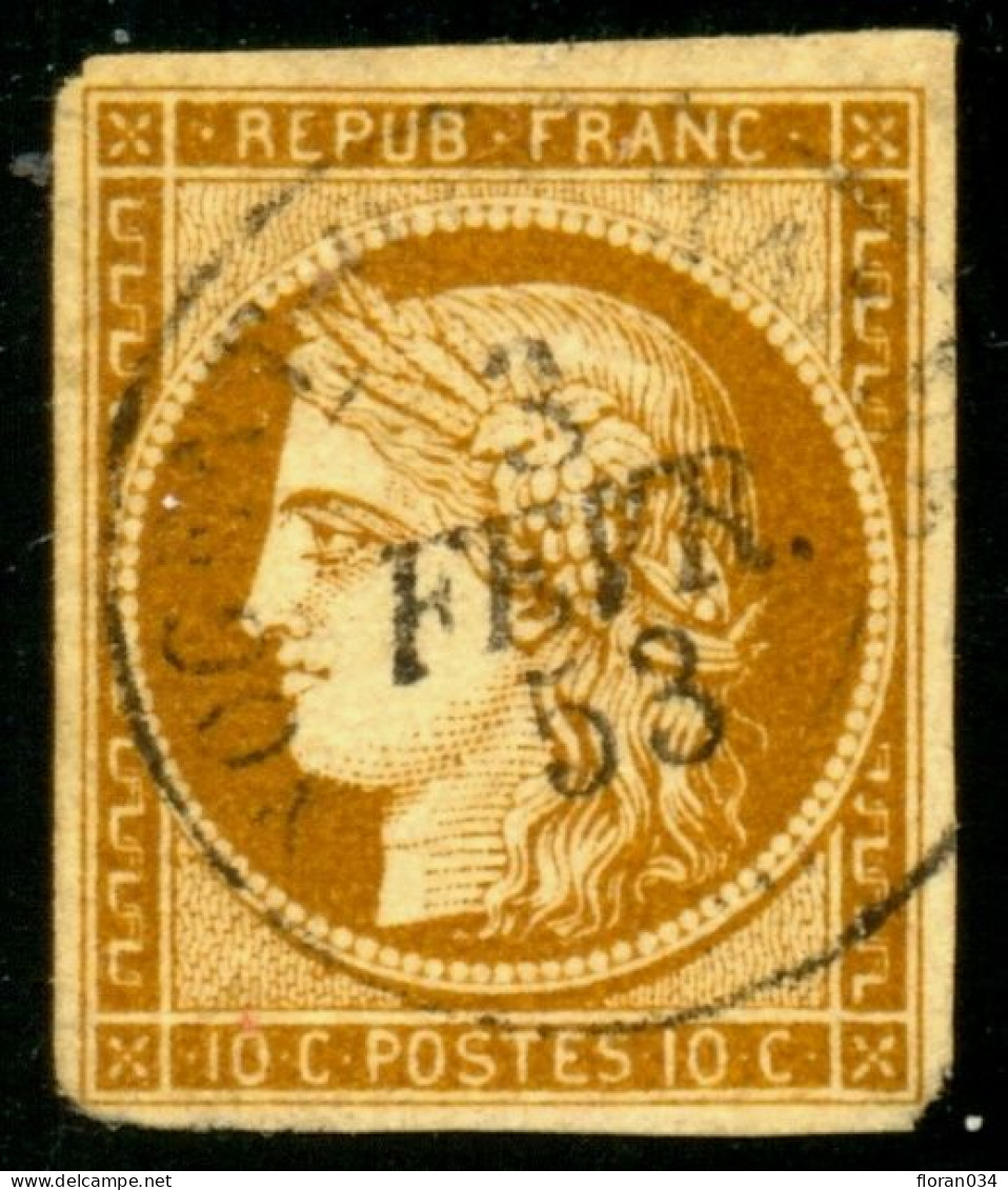 France N° 1 Obl. Petit Càd Type 15 Central 3 Févr 53 - Signé Calves - Cote 1100 Euros - TB Qualité - 1849-1850 Ceres