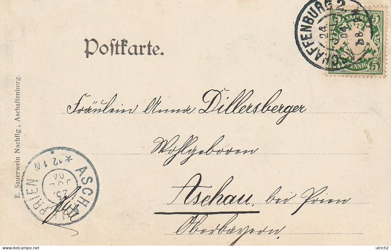 AK Aschaffenburg - Luitpold Strasse - 1904 (69490) - Aschaffenburg