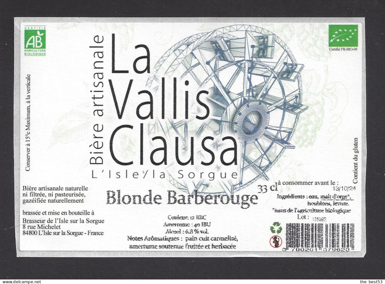 Etiquette De Bière Blonde  -  La Vallis Clausa  -  Brasserie  De L'Isle Sur La Sorgue (84) - Beer