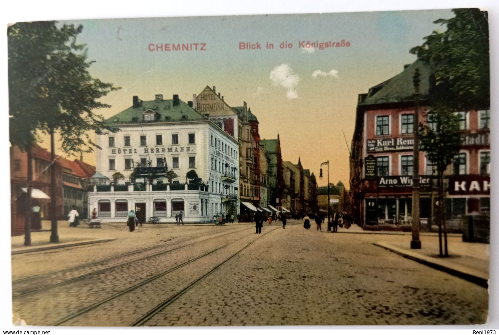 Chemnitz, Blick In Die Königstrasse, Hotel Herrmann, 1913 - Chemnitz