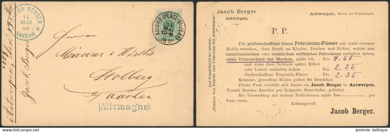 émission 1884 - N°45 Sur Imprimé (Jacob Berger, Antwerpen) > Allemagne / Pli - 1884-1891 Léopold II