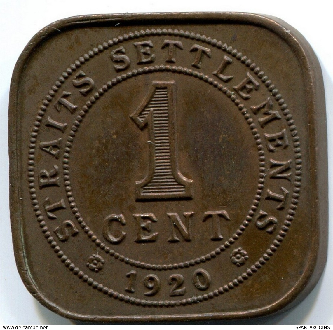 1 CENT 1920 STRAITS SETTLEMENTS MALASIA MALAYSIA Moneda #AX151.E.A - Malaysie