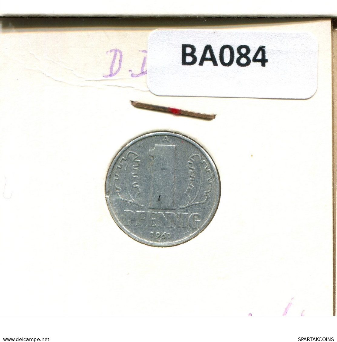 1 PFENNIG 1961 A DDR EAST ALEMANIA Moneda GERMANY #BA084.E.A - 1 Pfennig