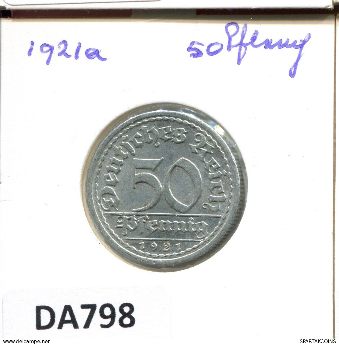50 PFENNIG 1921 A DEUTSCHLAND Münze GERMANY #DA798.D.A - 50 Rentenpfennig & 50 Reichspfennig