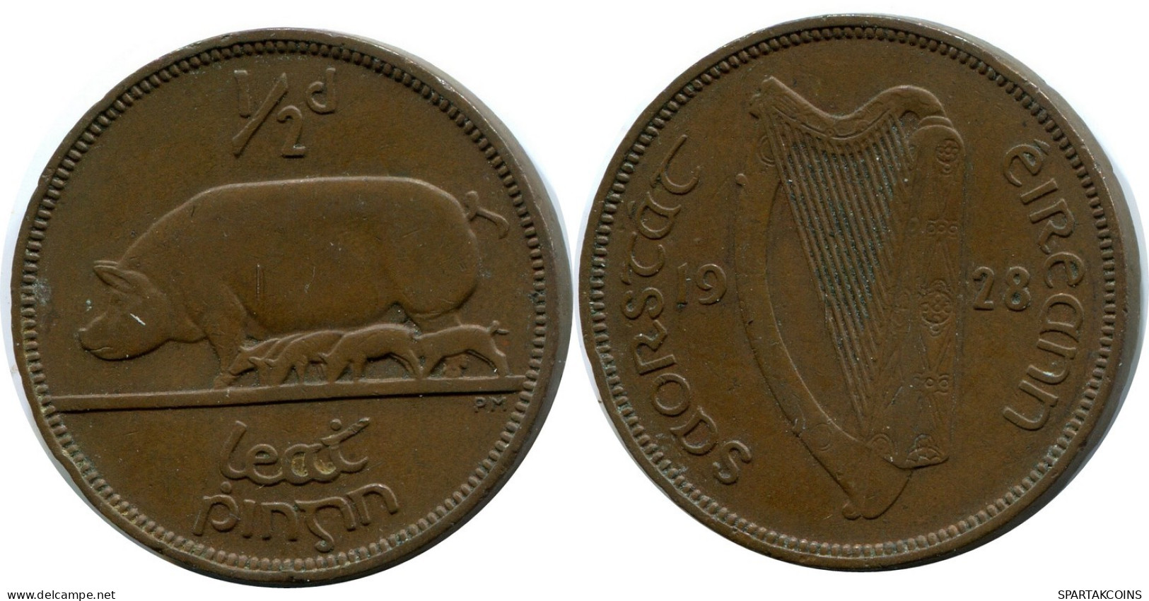 1/2 PENNY 1928 IRLAND IRELAND Münze #AY247.2.D.A - Irlande