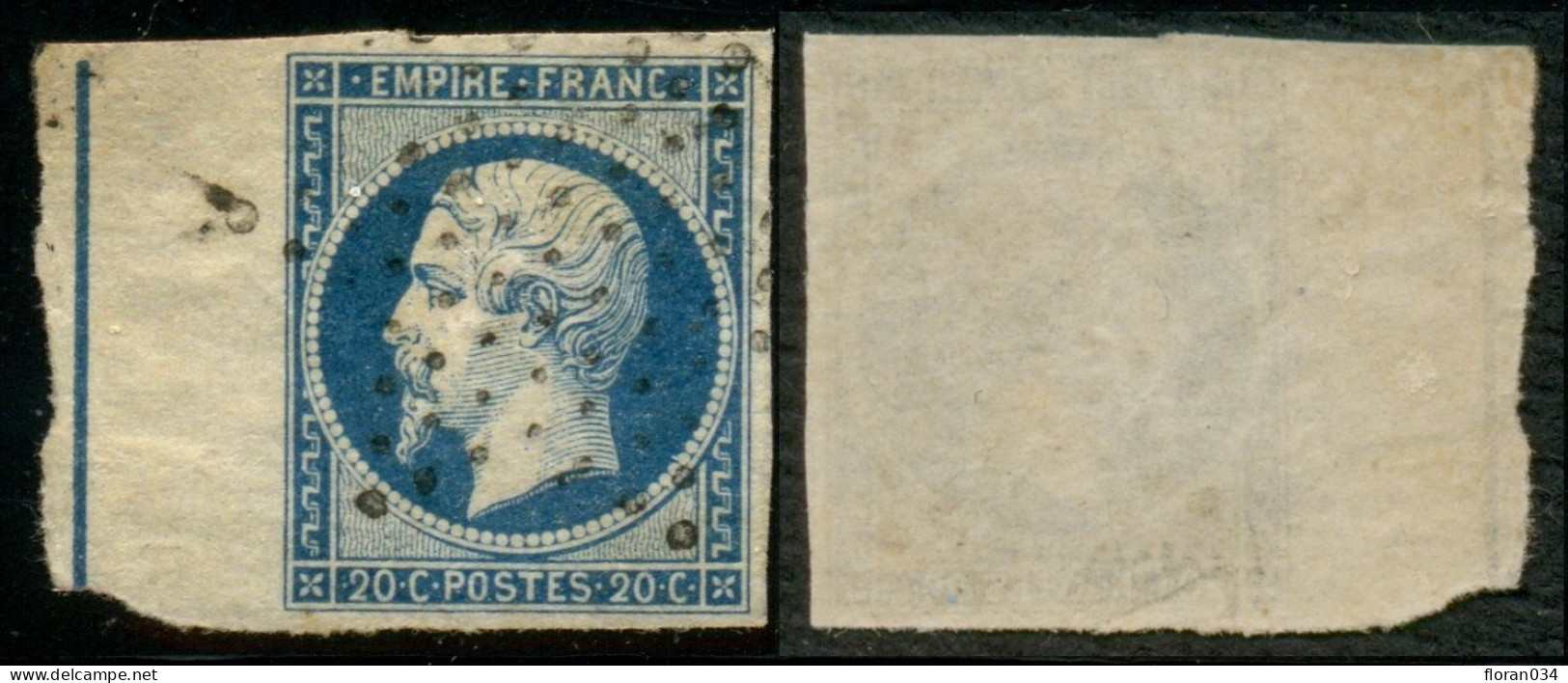 France N° 14Aj Filet Encadrement Obl. étoile - Signé Calves - Cote 400 Euros - TTB Qualité - 1853-1860 Napoléon III