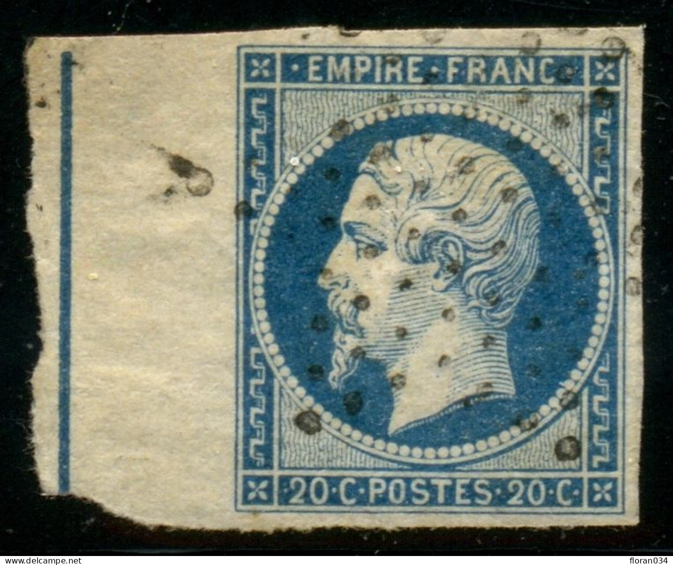 France N° 14Aj Filet Encadrement Obl. étoile - Signé Calves - Cote 400 Euros - TTB Qualité - 1853-1860 Napoléon III