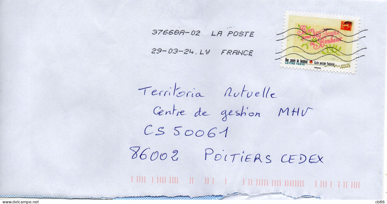 Timbre Adhésif N° 2164 Carte Postale Fantaisie Une Année De Bonheur - 1961-....