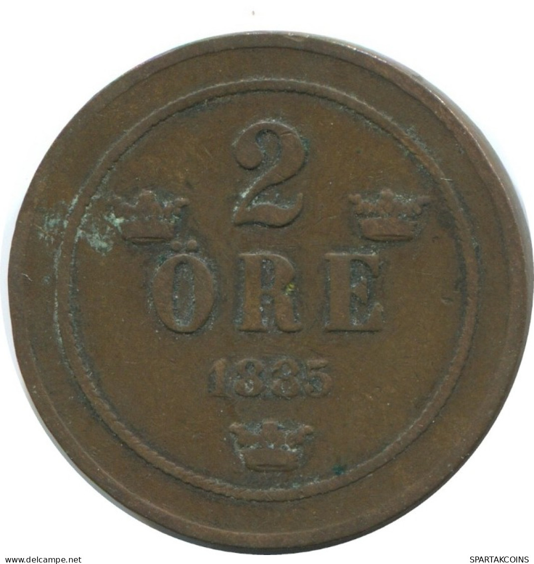 2 ORE 1885 SWEDEN Coin #AC961.2.U.A - Schweden