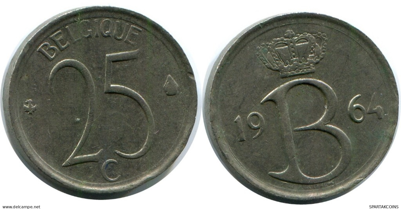 25 CENTIMES 1964 BELGIEN BELGIUM Münze #AH834.1.D.A - 25 Cent