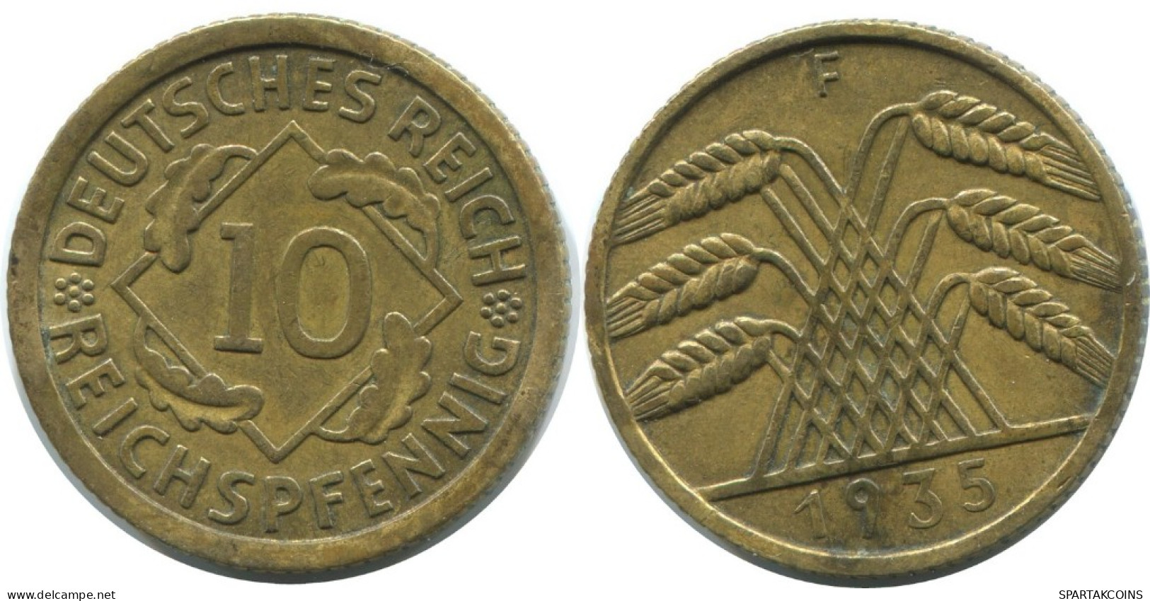 10 REICHSPFENNIG 1935 F DEUTSCHLAND Münze GERMANY #AE361.D.A - 10 Reichspfennig