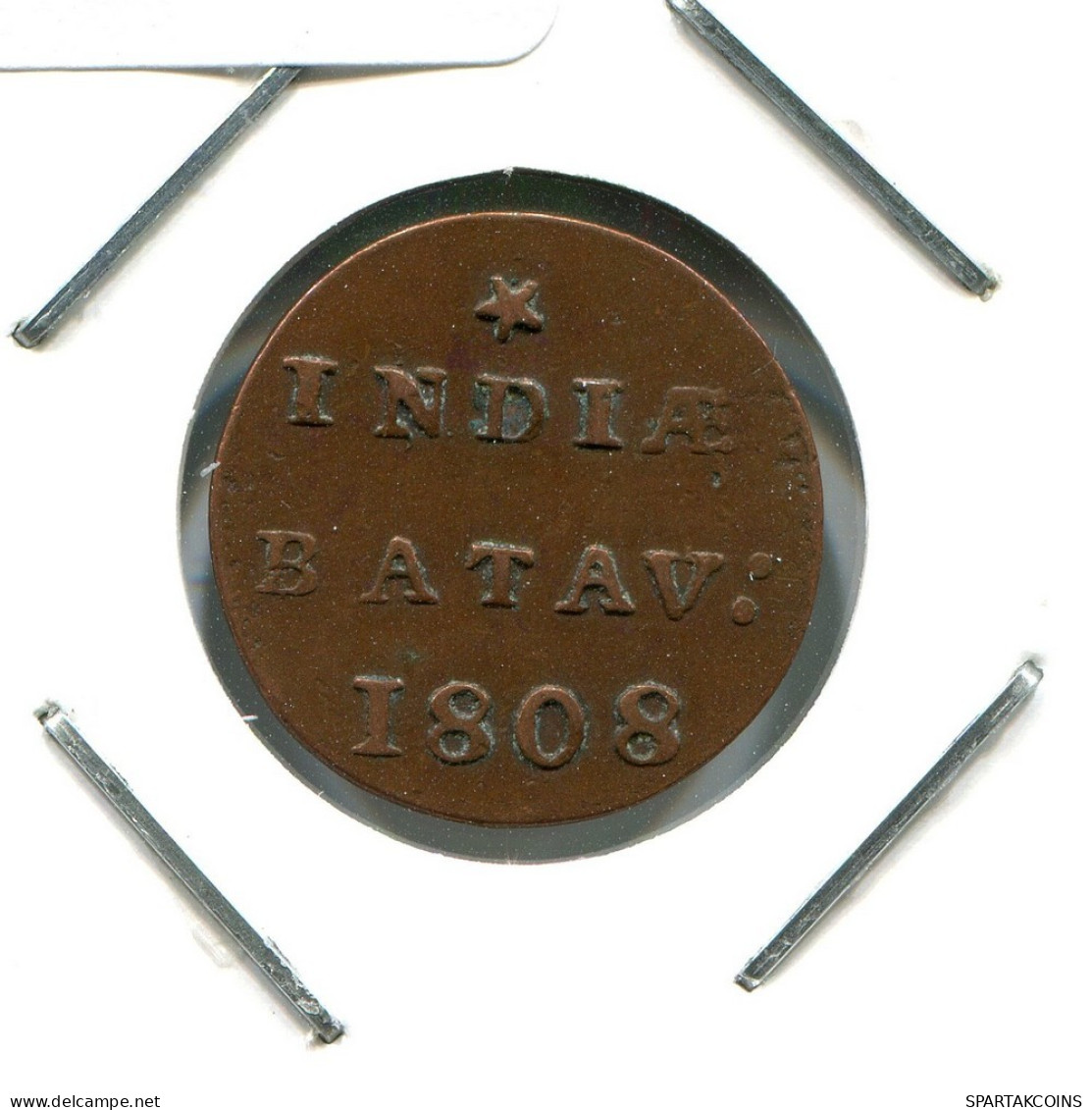1808 BATAVIA VOC 1/2 DUIT NETHERLANDS INDIES Koloniale Münze #VOC2084.10.U.A - Indes Néerlandaises