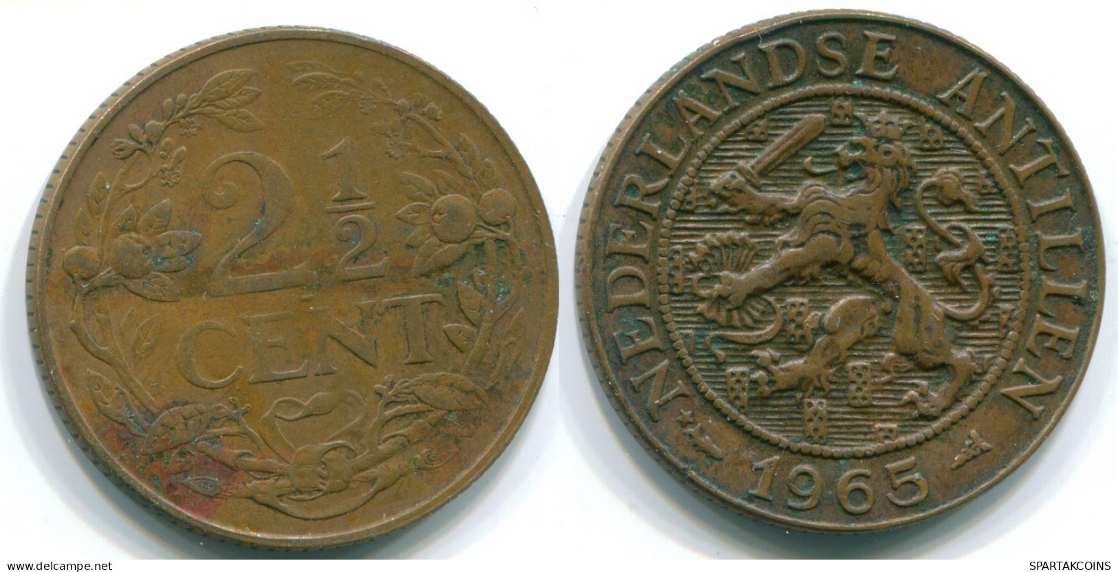 2 1/2 CENT 1965 CURACAO Netherlands Bronze Colonial Coin #S10192.U.A - Curaçao