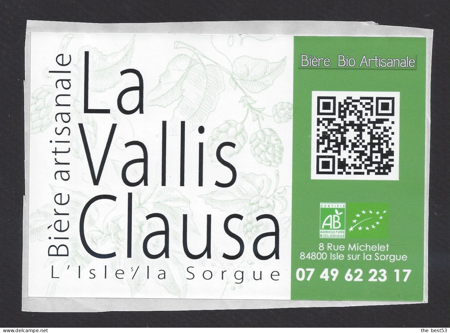 Etiquette De Bière Bio   -  La Vallis Clausa  -  Brasserie  De L'Isle Sur La Sorgue (84) - Bière