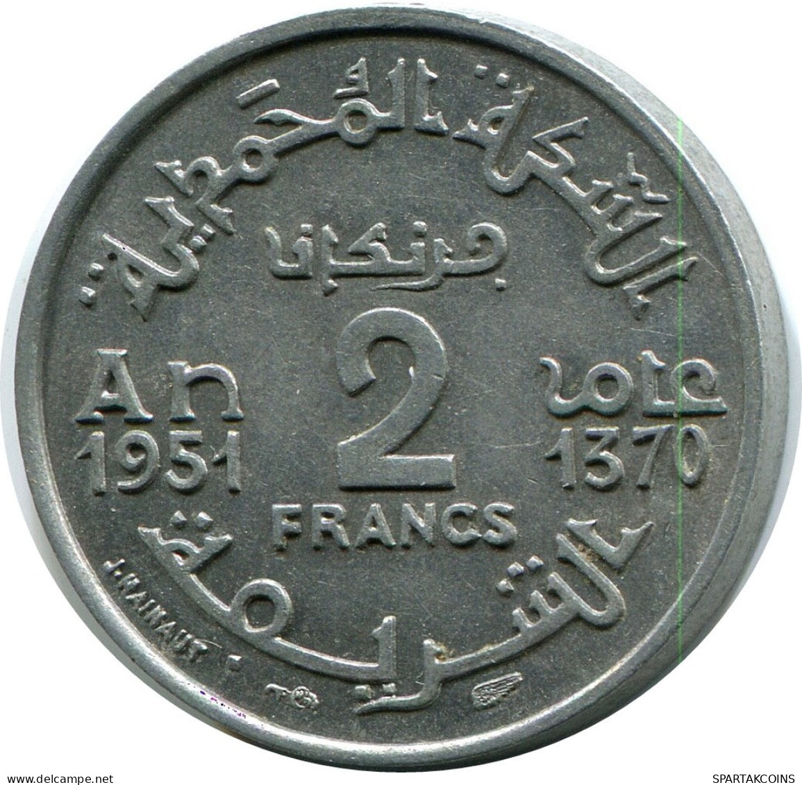 2 FRANCS 1951 MOROCCO Münze #AP244.D.A - Marocco