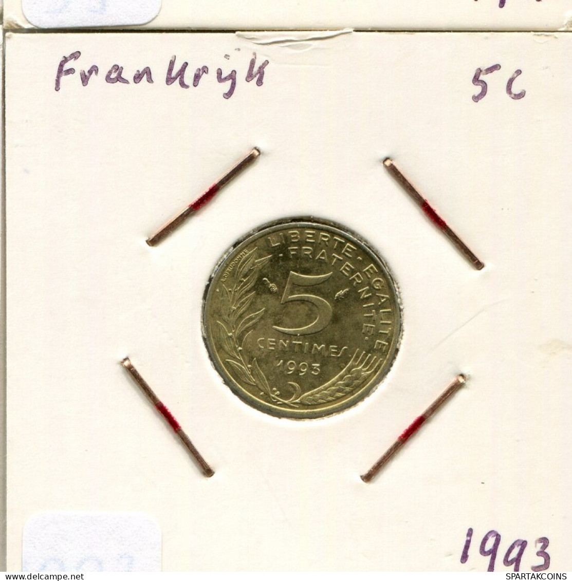 5 CENTIMES 1993 FRANKREICH FRANCE Französisch Münze #AM765.D.A - 5 Centimes