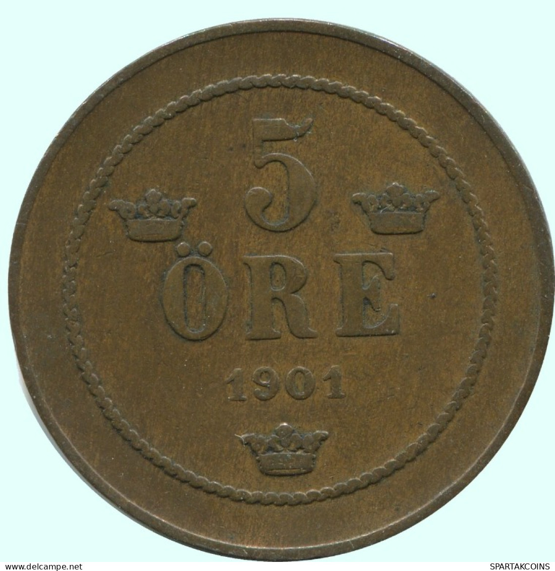 5 ORE 1901 SCHWEDEN SWEDEN Münze #AC669.2.D.A - Zweden