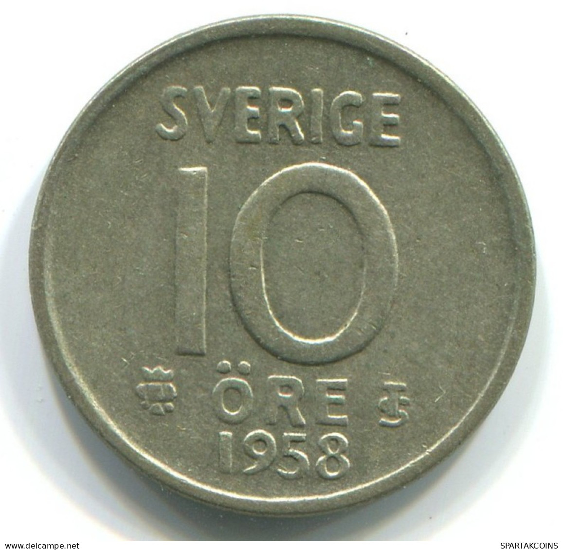 10 ORE 1958 SUECIA SWEDEN PLATA Moneda #WW1104.E.A - Suède