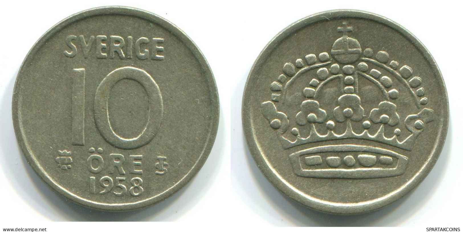 10 ORE 1958 SUECIA SWEDEN PLATA Moneda #WW1104.E.A - Sweden