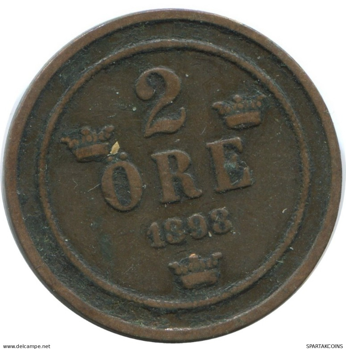 2 ORE 1898 SUÈDE SWEDEN Pièce #AC988.2.F.A - Zweden