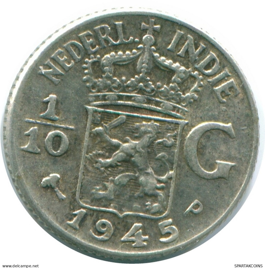 1/10 GULDEN 1945 P NETHERLANDS EAST INDIES SILVER Colonial Coin #NL14224.3.U.A - Niederländisch-Indien