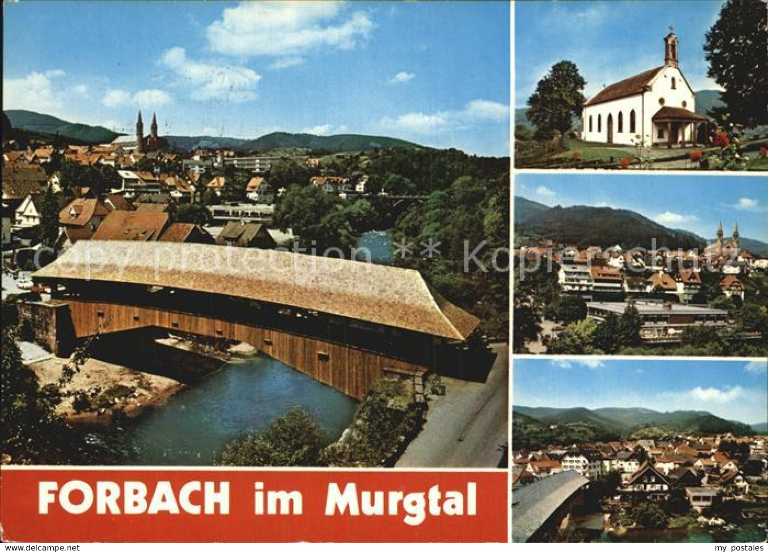 72543625 Forbach Baden Panorama Gedeckte Bruecke Kirche Teilansicht Forbach - Other & Unclassified