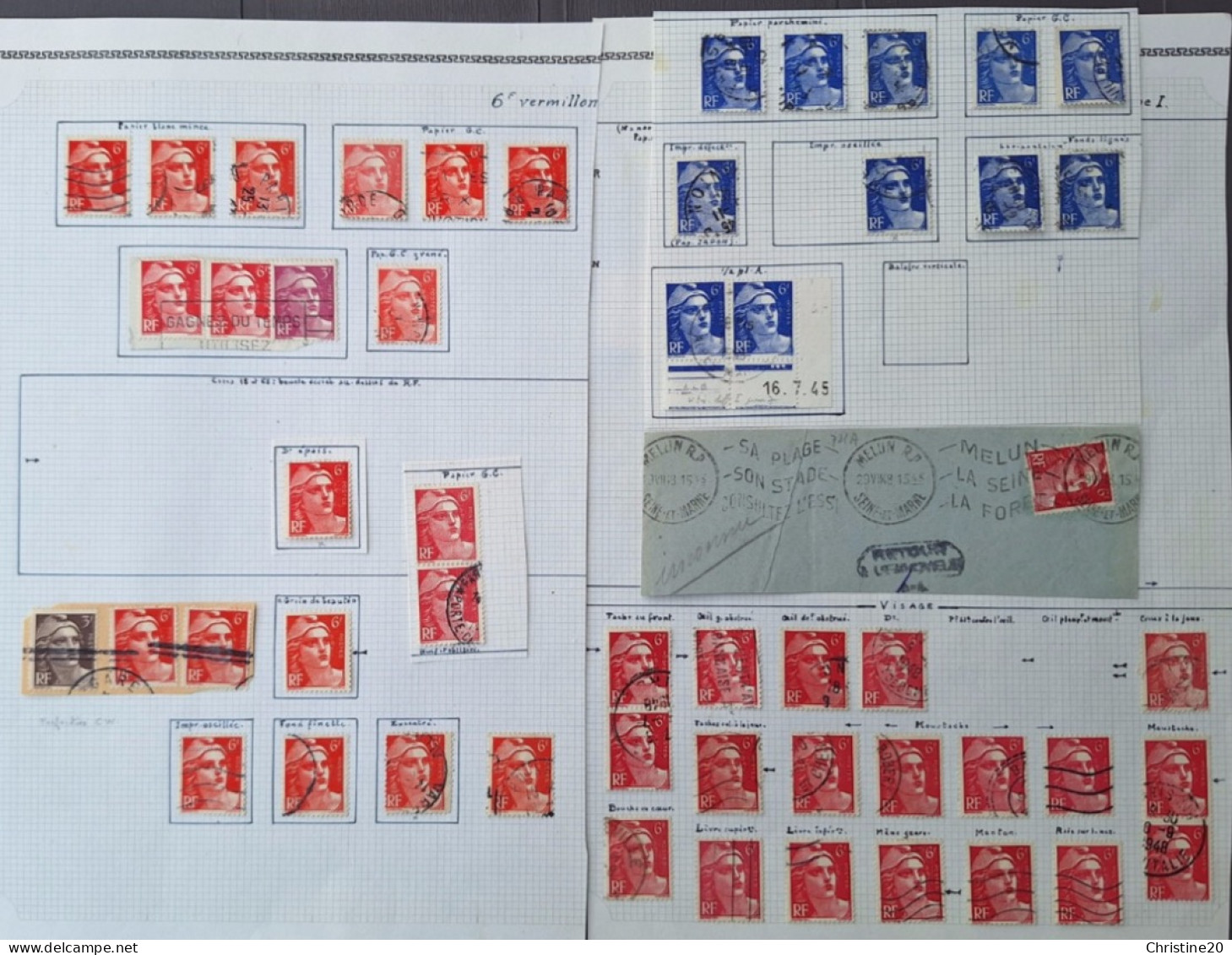 France 1945/47 n°720X11 + n°721X16 + n°721AX497  ob avec divers variétés ob TB