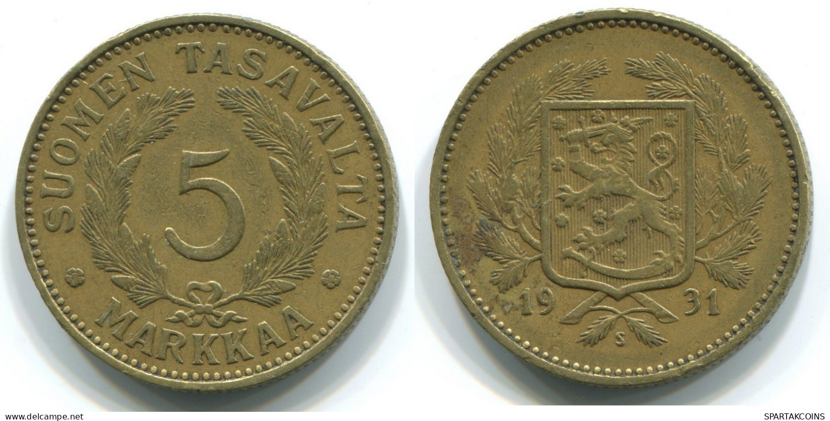 5 MARKKAA 1931 FINLANDIA FINLAND Moneda #WW1114.E.A - Finland