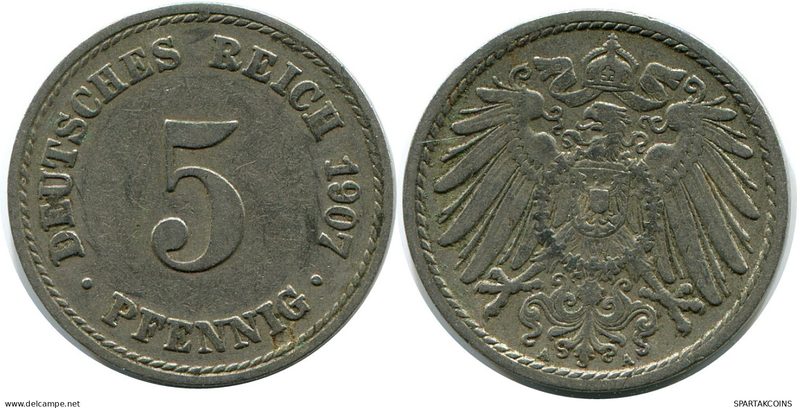 5 PFENNIG 1907 A ALEMANIA Moneda GERMANY #DB150.E.A - 5 Pfennig