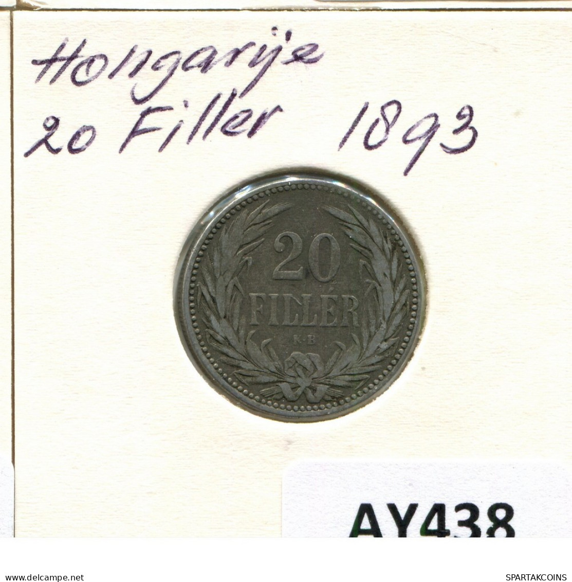 20 FILLER 1893 HUNGRÍA HUNGARY Moneda #AY438.E.A - Hungary