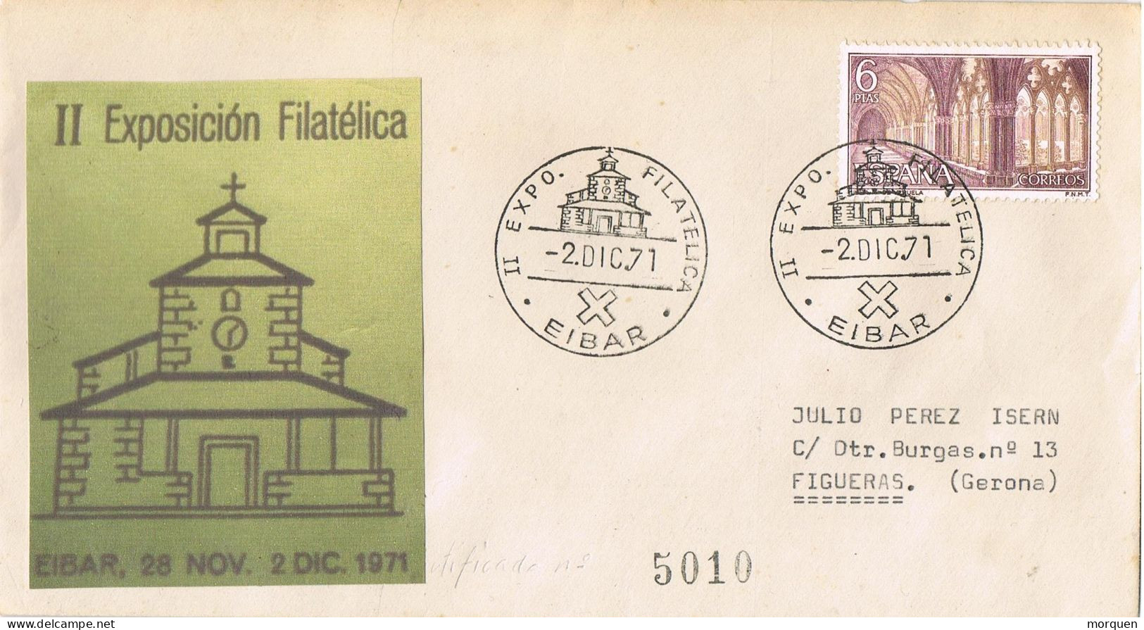 55154. Carta EIBAR (Guipuzcoa) 1971. Exposicion Filatelica - Lettres & Documents