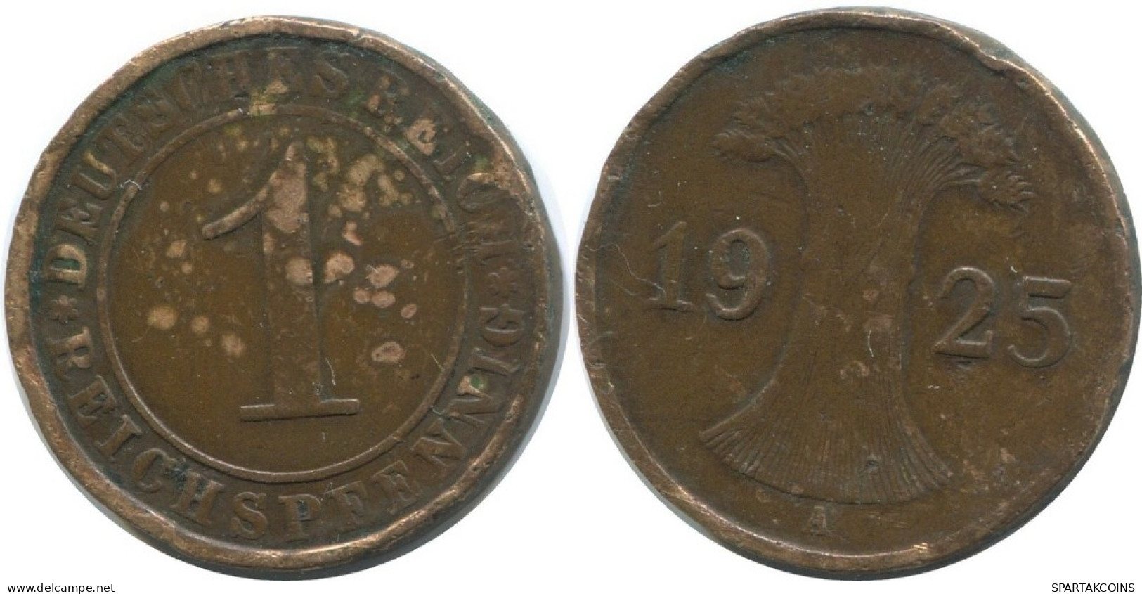 1 REICHSPFENNIG 1925 A ALLEMAGNE Pièce GERMANY #AD434.9.F.A - 1 Rentenpfennig & 1 Reichspfennig