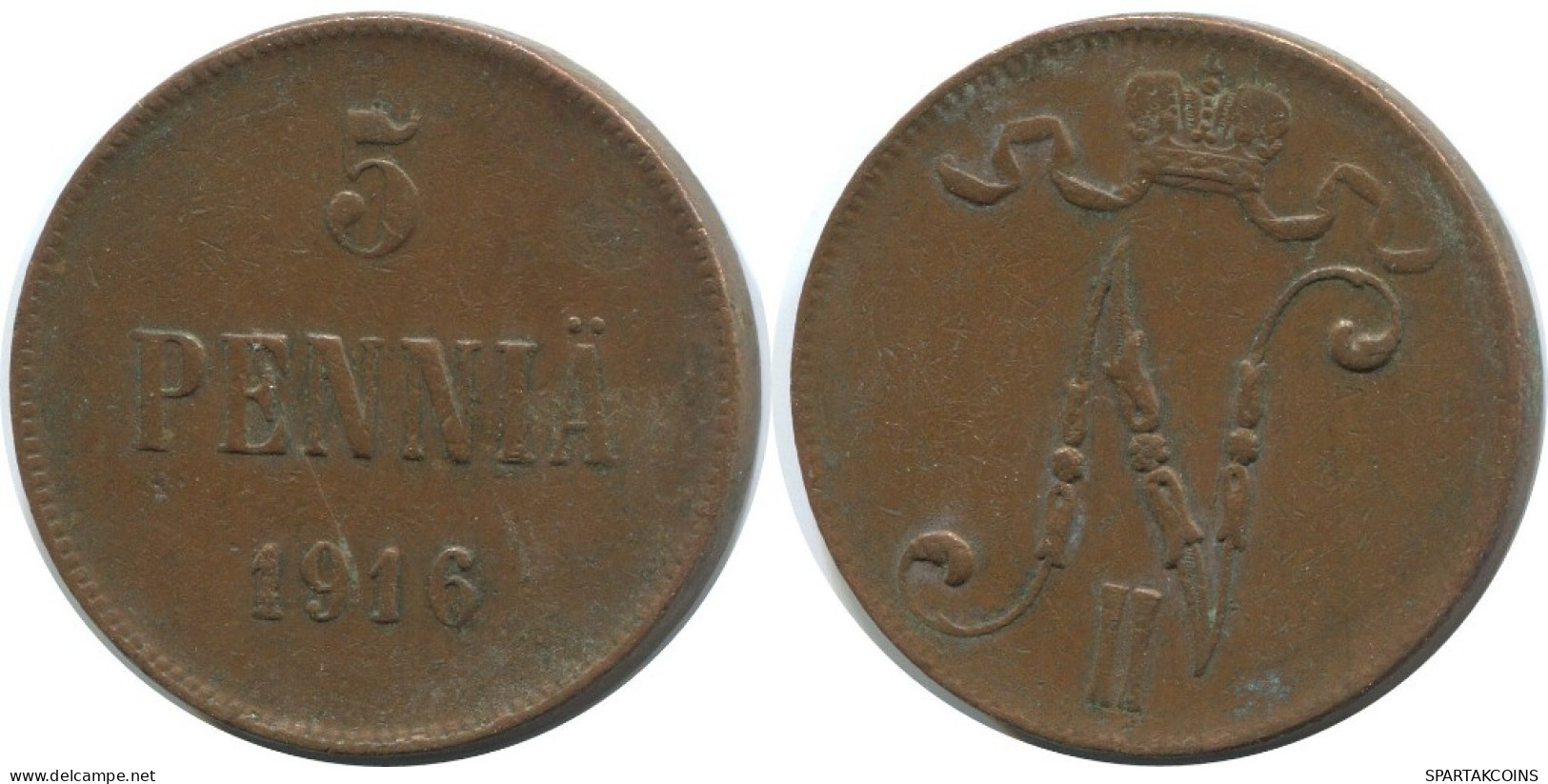 5 PENNIA 1916 FINLANDIA FINLAND Moneda RUSIA RUSSIA EMPIRE #AB263.5.E.A - Finnland